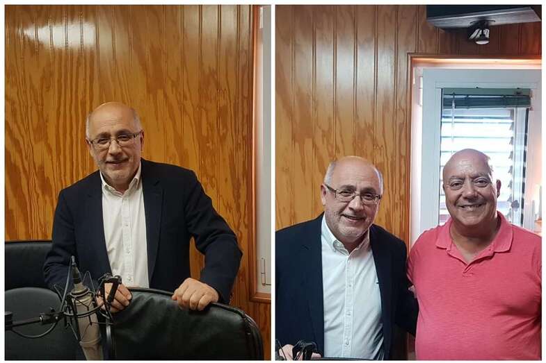 Antonio Morales en los estudios de Radio Faycán con el comunicador Ezequiel López (Foto TA)